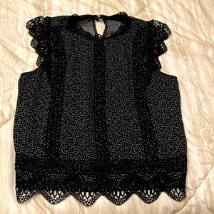 Black top with White polka dots LAUNDRY by Shelli Segal.